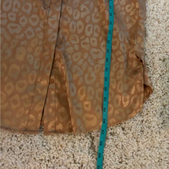 12th Tribe Brown Gold Animal Print Button Down Blouse Small - Picture 11 of 11